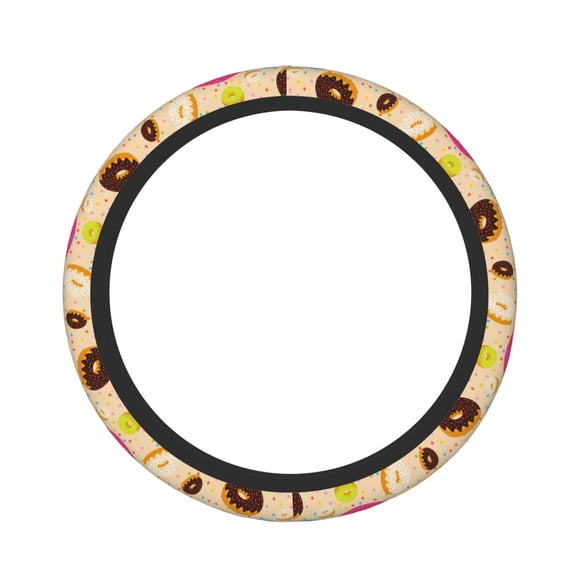 Logiee Donuts Print Breathable Elastic Steering Wheel Cover, Non-Slip Stretch Steering Wheel Protector,Universal 15 Inch Fit Auto, Suvs, Truck