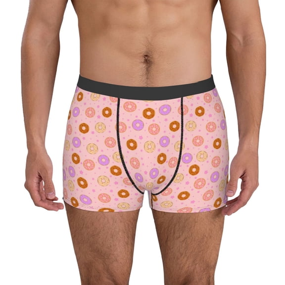 Logiee Donuts Print Mens Boxer Briefs,Boxer Briefs for Men,Breathable Stretch Underwear,Boys Boxer Briefs-Small
