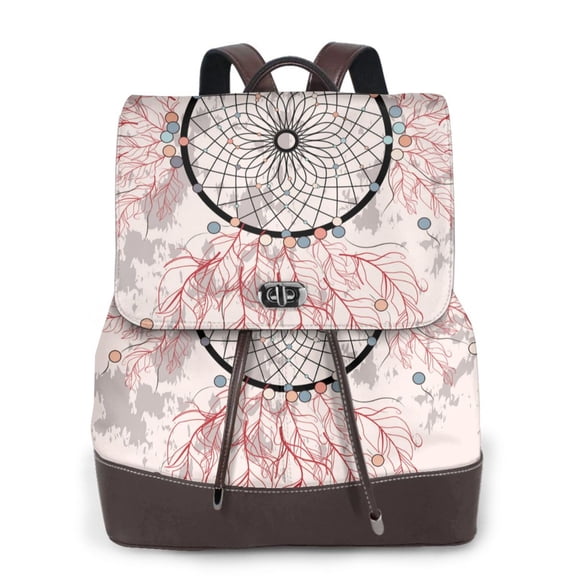 Logiee Dreamcatcher With Owl Print Backpack Purse for Women,Fashion Leather Backpack Purse,Women's Leather Backpack for Work College Travel