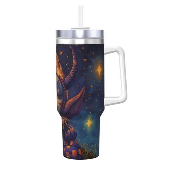 Logiee Dreamy Jester Under Stars Print 40OZ Ice Bully Cup with Handle and Straw, Double Wall Stainless Steel Tumbler,Travel Coffee Cup with Lid, Summer Insulation and Cooling Cup