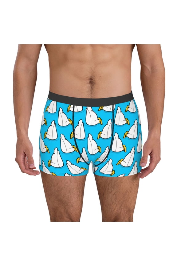 Duck Dives Print Mens Boxer Briefs,Boxer Briefs for Men,Breathable Stretch Underwear,Boys Boxer Briefs-Medium