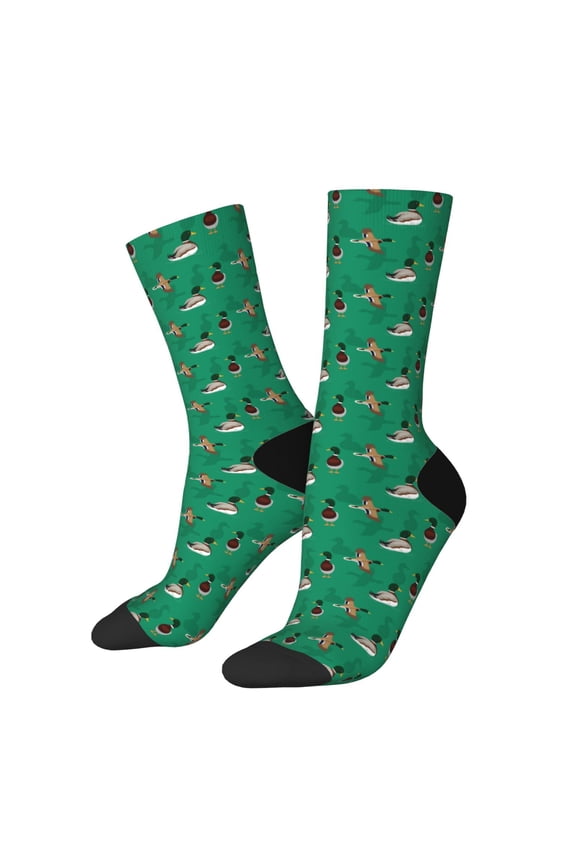 Duck Mallard Flying Pose Print Adult Socks for Men & Women,Calf Socks, Ankle Socks,Boots Socks,Breathable Casual Sock,Unisex Crew Socks