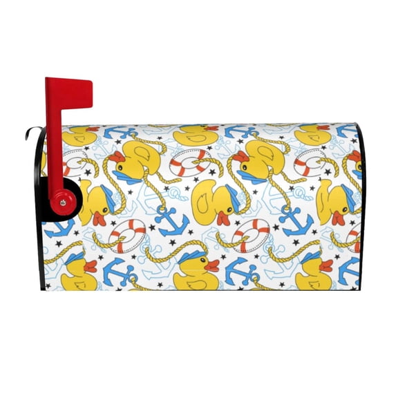 Logiee Ducks and Anchors Print Post Letter Box Wrap Decor, Mailbox Cover Suitable for Standard Mailbox and Large Size Mailbox,Outdoor Yard Decoration-21x18 in