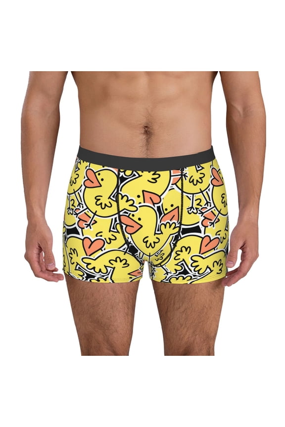 Ducks Print Mens Boxer Briefs,Boxer Briefs for Men,Breathable Stretch Underwear,Boys Boxer Briefs-Small
