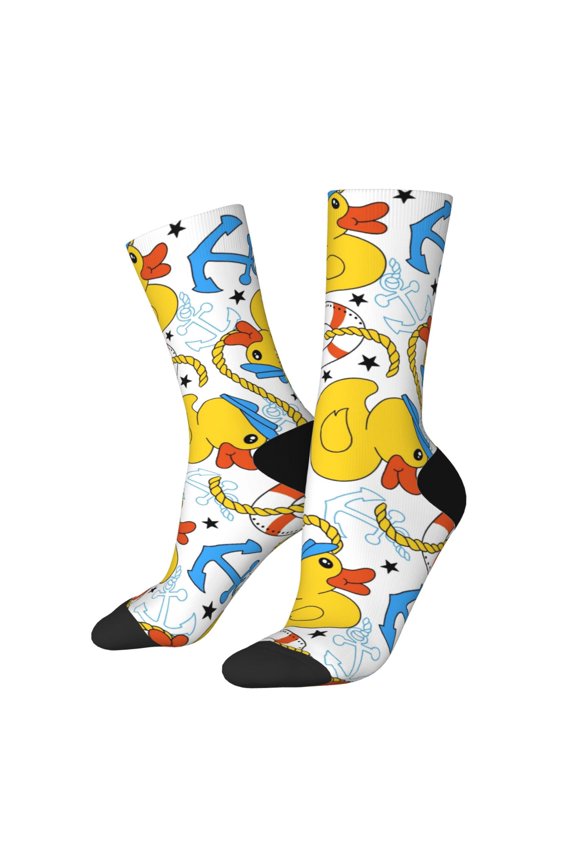 Ducks and Anchors Print Adult Socks for Men & Women,Calf Socks, Ankle Socks,Boots Socks,Breathable Casual Sock,Unisex Crew Socks
