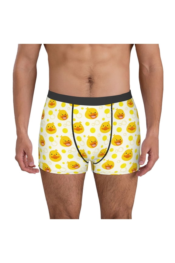 Ducky Cartoon Print Mens Boxer Briefs,Boxer Briefs for Men,Breathable Stretch Underwear,Boys Boxer Briefs-Small
