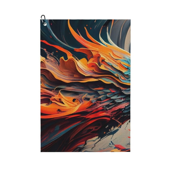 Logiee Dynamic Fire Bird Art Print Golf Towels,16" x 24" Portable Golf Towel for Golf Bag with Carabiner Clip to Quickly Remove Sand,Mud and Sweat