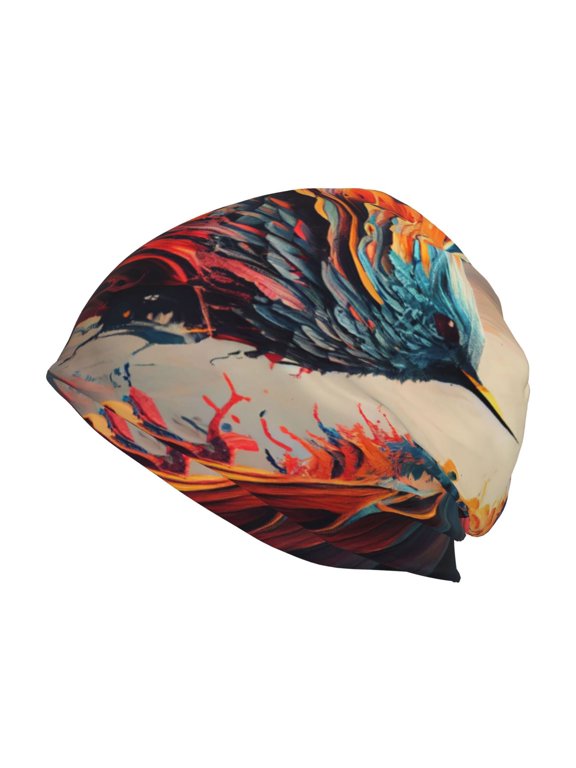 Dynamic Fire Bird Art Print Unisex Knit Beanie for Men Women Winter Hat,Beanies Skull Caps