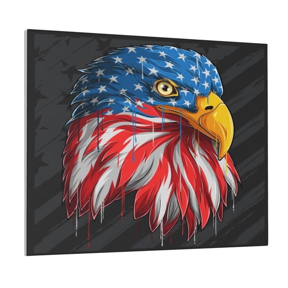 Logiee Eagle Head With American Flag Print Canvas Wall Art ,Art Poster,Canvas Decorative Picture,Decor Wall Pictures for Living Room Bedroom Bathroom,Ready to Hang