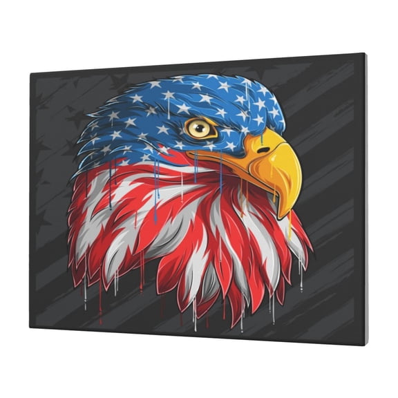 Logiee Eagle Head With American Flag Print Canvas Wall Art,Canvas Picture Prints with Frame, Wall Art Decorative,Canvas Decorative,Suitable for Living Room Bedroom Office Room 30x40