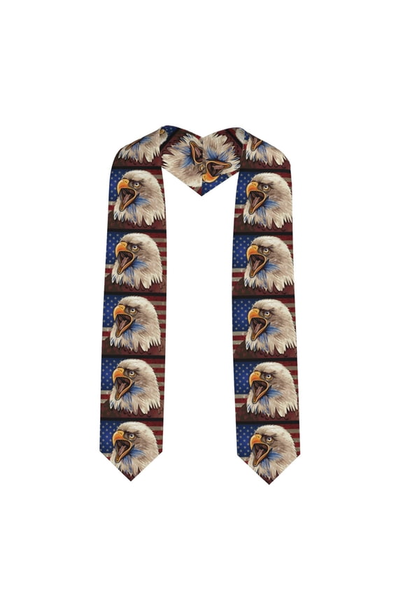 Eagle With USA Flags Print Unisex Adult Graduation Stole Shawl 72" Long for Academic Commencements Shawl-Sharp Corner