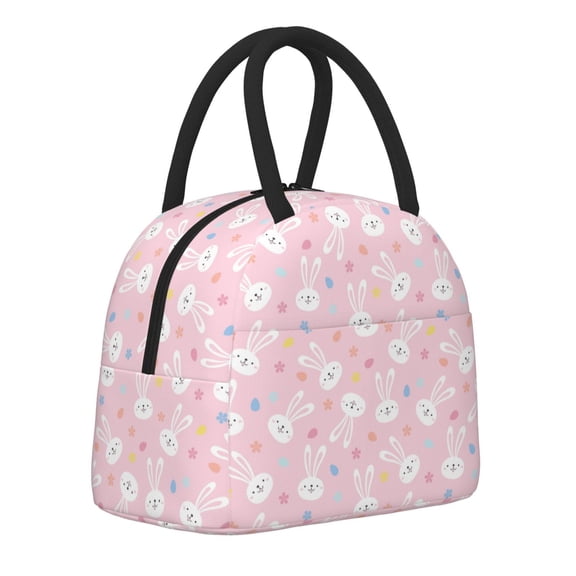 Logiee Easter Cute Rabbit Print Lunch Bag for Women & Men,Adult Insulated Lunch Box,Food Lunch Containers,Reusable High Capacity Lunch Tote Bags for Work, Travel, Outdoor