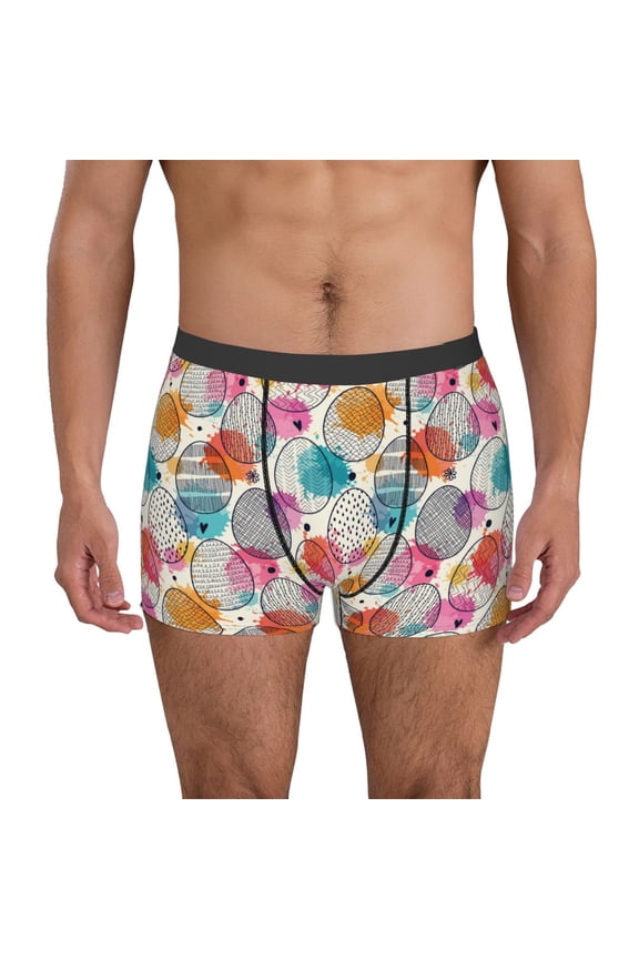 Easter Egg Print Mens Boxer Briefs,Boxer Briefs for Men,Breathable Stretch Underwear,Boys Boxer Briefs-Medium