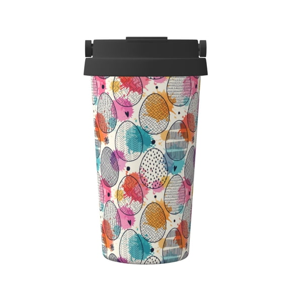 Logiee Easter Egg Print Stainless Steel Coffee Tumbler, Travel Coffee Mug, Insulated Coffee Mug with Lid, Spill Proof Coffee Cup, Portable Thermal Mug