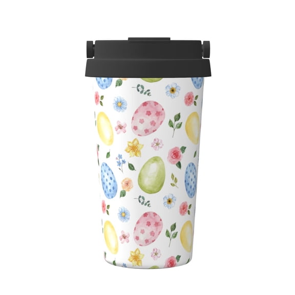 Logiee Easter Egg3 Print Stainless Steel Coffee Tumbler, Travel Coffee Mug, Insulated Coffee Mug with Lid, Spill Proof Coffee Cup, Portable Thermal Mug