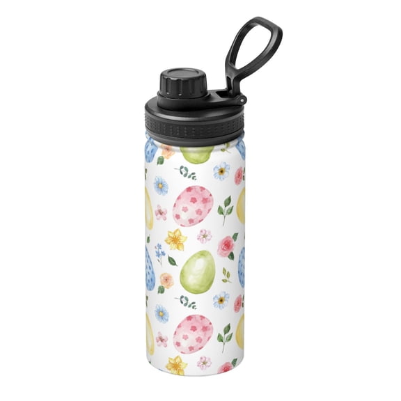 Logiee Easter Egg3 Print Water Bottle,18oz Sports Insulated Kettle for Cycling Gym Basketball Outdoor, Suitable as a Present