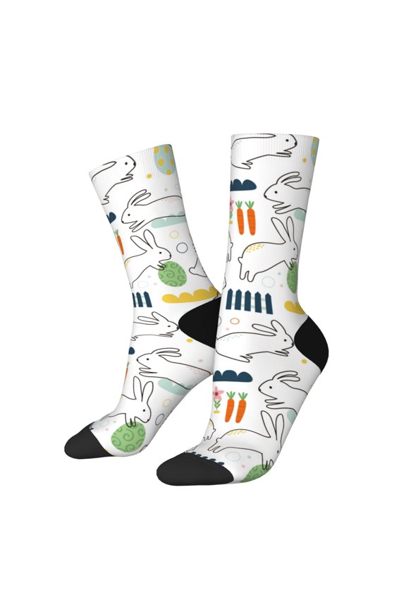 Easter Rabbit Print Adult Socks for Men & Women,Calf Socks, Ankle Socks,Boots Socks,Breathable Casual Sock,Unisex Crew Socks