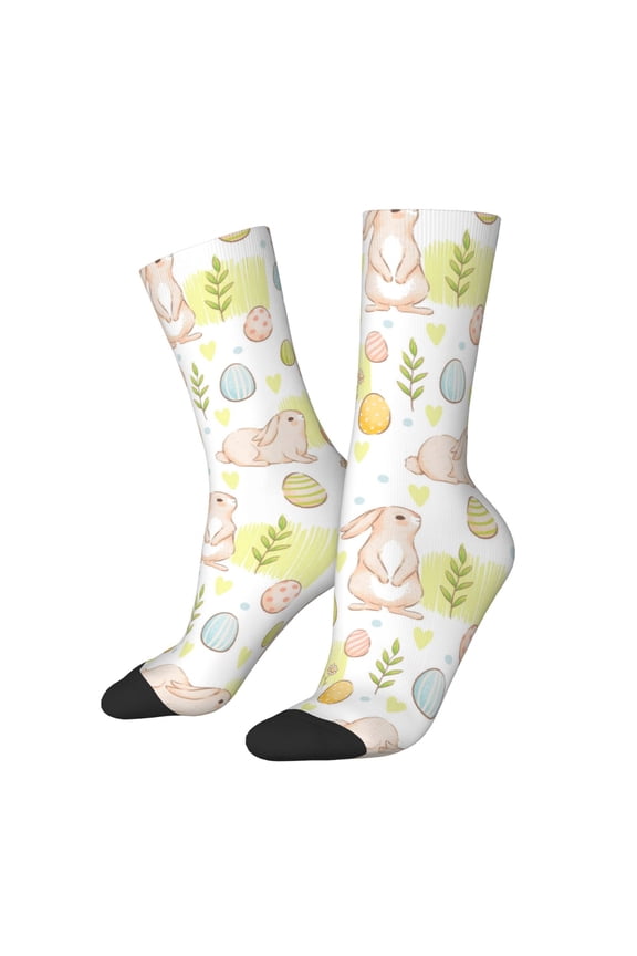 Easter Rabbit Print Adult Socks for Men & Women,Calf Socks, Ankle Socks,Boots Socks,Breathable Casual Sock,Unisex Crew Socks