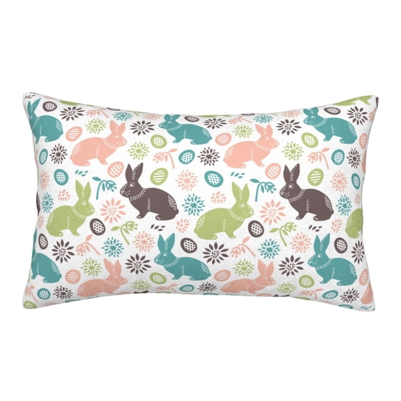 Logiee Easter Rabbit Print Pillow Case,Throw Pillow Covers, Double Sided Plush Cushion Cover for Couch Sofa Bed, Only Pillowcase-14"x20"