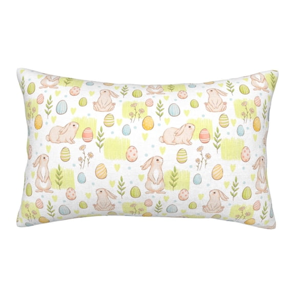 Logiee Easter Rabbit Print Pillow Case,Throw Pillow Covers, Double Sided Plush Cushion Cover for Couch Sofa Bed, Only Pillowcase-14"x20"