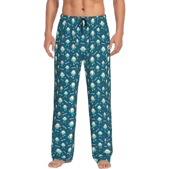 Logiee Easter eggs dancing to music Print Pajama Pants for Men,Men’s Pajama Bottoms,Mens PJ Pants with Pockets & Button Fly-Small