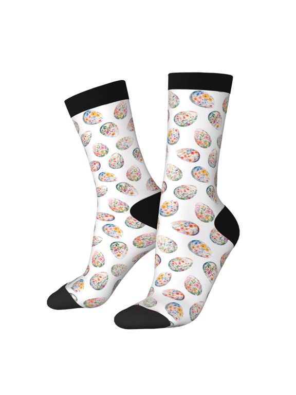 Easter eggs with flowers Print Adult Socks for Men & Women,Calf Socks, Ankle Socks,Boots Socks,Breathable Casual Sock,Unisex Crew Socks