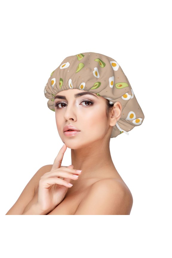Egg and Avocado Print Silk Bonnet Satin Bonnet for Sleeping Women and Men,Double Layer Hair Bonnet for Curly Braids Hair
