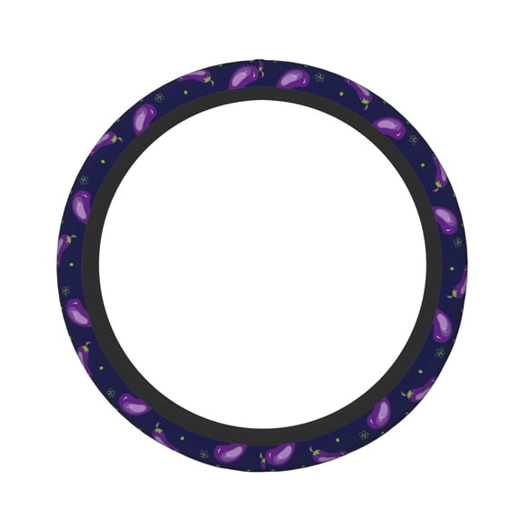 Logiee Eggplant Print Breathable Elastic Steering Wheel Cover, Non-Slip Stretch Steering Wheel Protector,Universal 15 Inch Fit Auto, Suvs, Truck