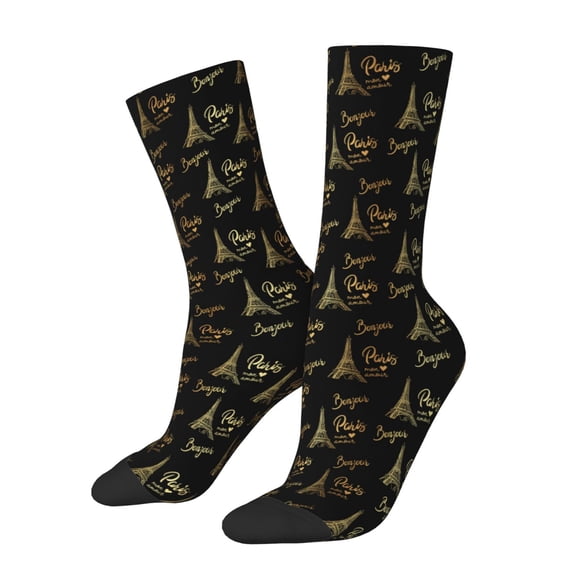 Logiee Eiffel Tower Print Adult Socks for Men & Women,Calf Socks, Ankle Socks,Boots Socks,Breathable Casual Sock,Unisex Crew Socks