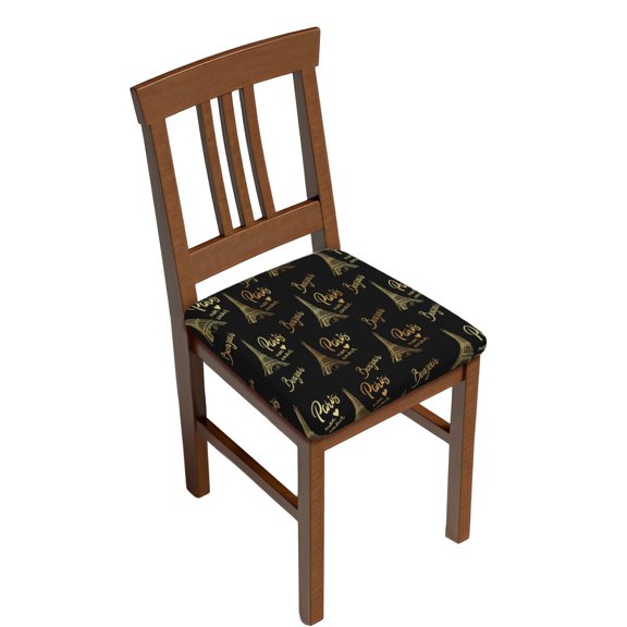Logiee Eiffel Tower Print Square Chair Seat Covers, Stretch Chair Seat Covers,Seat Chair Slipcover, Non-Slip Chair Slipcover,Furniture Protector for Indoor and Outdoor-Four Pieces