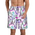 thumbnail image 1 of Logiee Eiffel Tower and Hearts Print Mens Swim Trunks Quick Dry Board Shorts,Breathable Hawaii Beach Shorts Swimwear Bathing Suits-Large, 1 of 6
