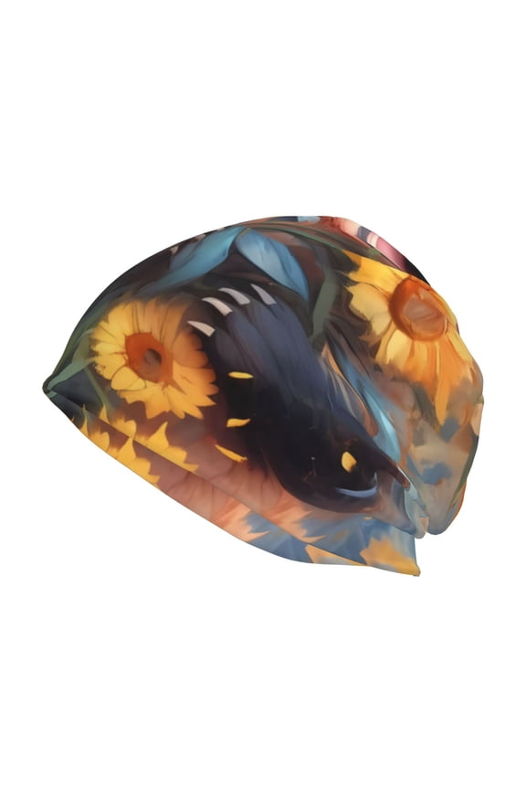 Elegant Cute Panda Sunflower Print Unisex Knit Beanie for Men Women Winter Hat,Beanies Skull Caps