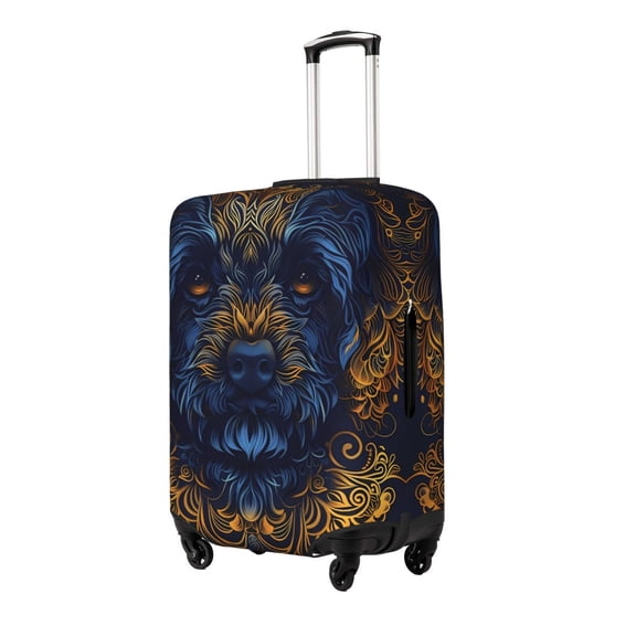 Logiee Elegant Dog Mandala Art Print Travel Luggage Cover,Suitcase Protector, Washable Elastic Suitcase Baggage Cover,Closure for Wheeled Suitcase Fit 18-32 Inch Luggage-Medium