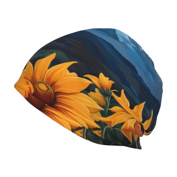 Logiee Elegant Sunset Sunflower Print Unisex Knit Beanie for Men Women Winter Hat,Beanies Skull Caps