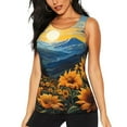 thumbnail image 1 of Logiee Elegant Sunset Sunflower Print Women's Workout Tank Top, Dry Fit Summer Tank Top,Gym Yoga Workout Sports Tee,Sleeveless Athletic Shirts-Large, 1 of 7