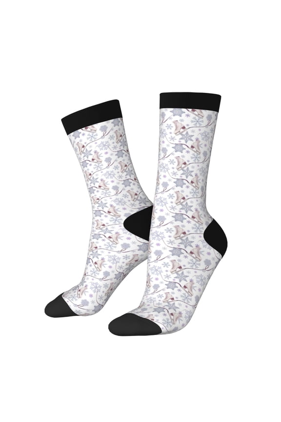 Elegant ice skates snowflakes Print Adult Socks for Men & Women,Calf Socks, Ankle Socks,Boots Socks,Breathable Casual Sock,Unisex Crew Socks