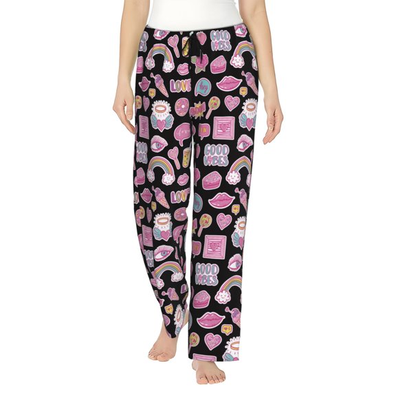 Logiee Elements Print Women Pajama Pants,Comfy Pj Bottom with Pockets & Drawstring,Stretch Casual Sleepwear-Medium
