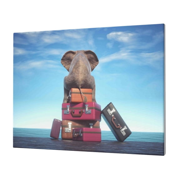Logiee Elephant Sits Print Canvas Wall Art,Canvas Picture Prints with Frame, Wall Art Decorative,Canvas Decorative,Suitable for Living Room Bedroom Office Room 30x40