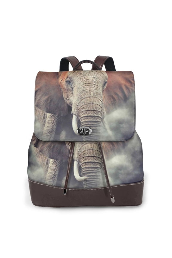 Logiee Elephant in Smoke Print Backpack Purse for Women,Fashion Leather Backpack Purse,Women's Leather Backpack for Work College Travel