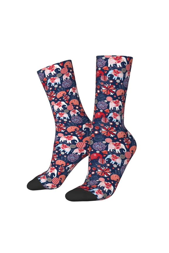 Elephants Print Adult Socks for Men & Women,Calf Socks, Ankle Socks,Boots Socks,Breathable Casual Sock,Unisex Crew Socks