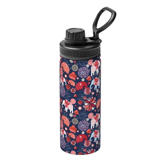 Logiee Elephants Print Water Bottle,18oz Sports Insulated Kettle for Cycling Gym Basketball Outdoor, Suitable as a Present