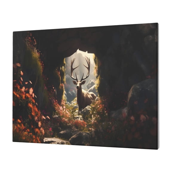 Logiee Enchanted Deer In Cave Print Canvas Wall Art,Canvas Picture Prints with Frame, Wall Art Decorative,Canvas Decorative,Suitable for Living Room Bedroom Office Room 30x40
