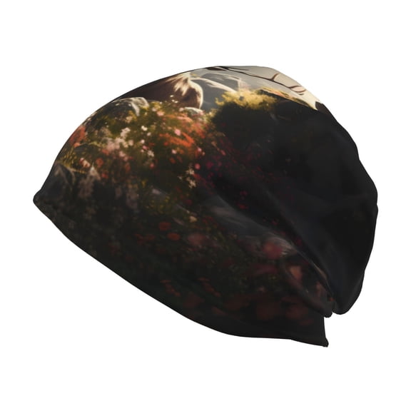 Logiee Enchanted Deer In Cave Print Unisex Knit Beanie for Men Women Winter Hat,Beanies Skull Caps