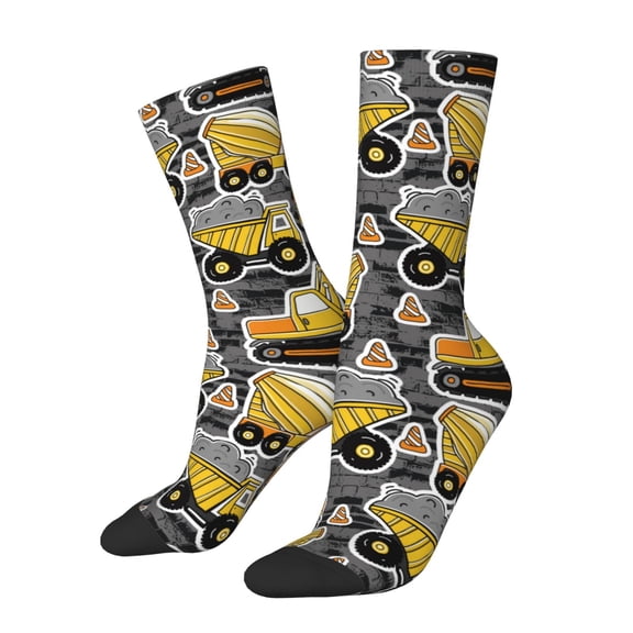 Logiee Excavator At Work Print Adult Socks for Men & Women,Calf Socks, Ankle Socks,Boots Socks,Breathable Casual Sock,Unisex Crew Socks