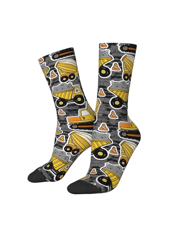 Excavator At Work Print Adult Socks for Men & Women,Calf Socks, Ankle Socks,Boots Socks,Breathable Casual Sock,Unisex Crew Socks