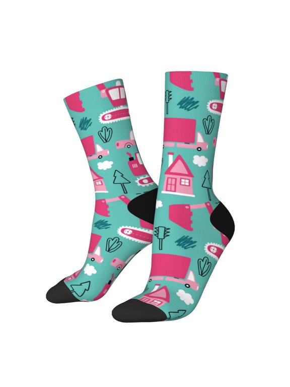 Excavator Print Adult Socks for Men & Women,Calf Socks, Ankle Socks,Boots Socks,Breathable Casual Sock,Unisex Crew Socks