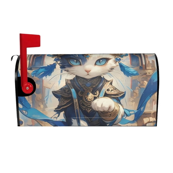 Logiee Exotic Blue Cat Print Post Letter Box Wrap Decor, Mailbox Cover Suitable for Standard Mailbox and Large Size Mailbox,Outdoor Yard Decoration-21x18 in