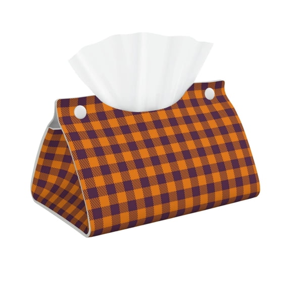 Logiee Fall Buffalo Plaid Print Tissue Box Cover,Stylish Tissue Box Holder Decorative Tissue Cover for Bathroom Toilet Bedroom Living Room Table Desk Office
