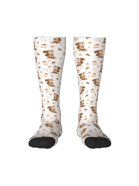 Fall Squirrel Print Gift Stocking Stuffers,Adult Stockings,Novelty Socks,Funny Socks Birthday Running Walking Sleeping