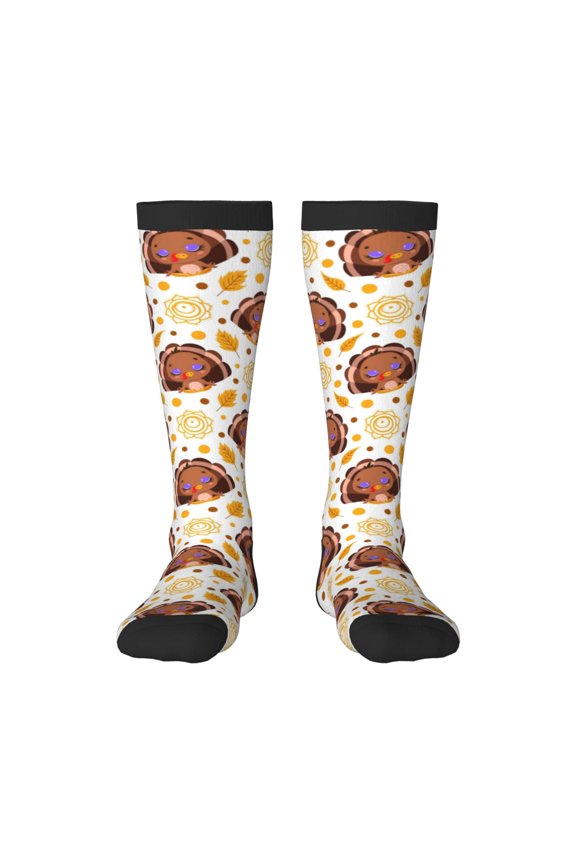 Fall Turkey Print Gift Stocking Stuffers,Adult Stockings,Novelty Socks,Funny Socks Birthday Running Walking Sleeping